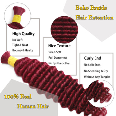 Burgundy Boho Deep Wave Braids