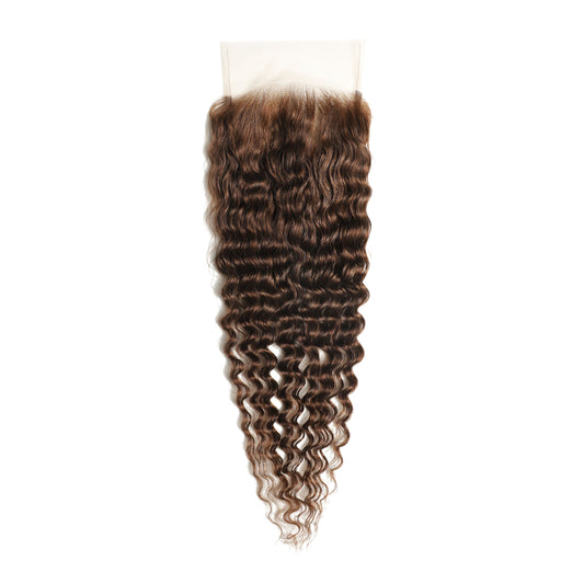 #4 Color 5x5 Transparent Lace Deep Wave  Closure