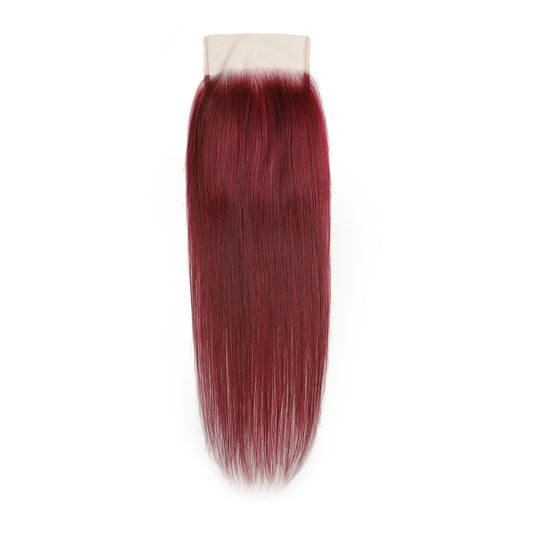 Burgundy 5x5 Transparent Lace Straight Closure