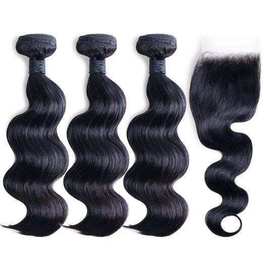 Virgin Body Wave 3 Bundle with Closure