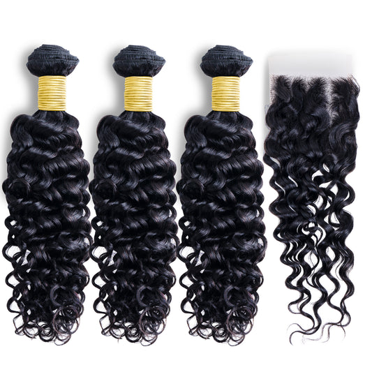 Premium Water Wave 3 Bundles With Closure