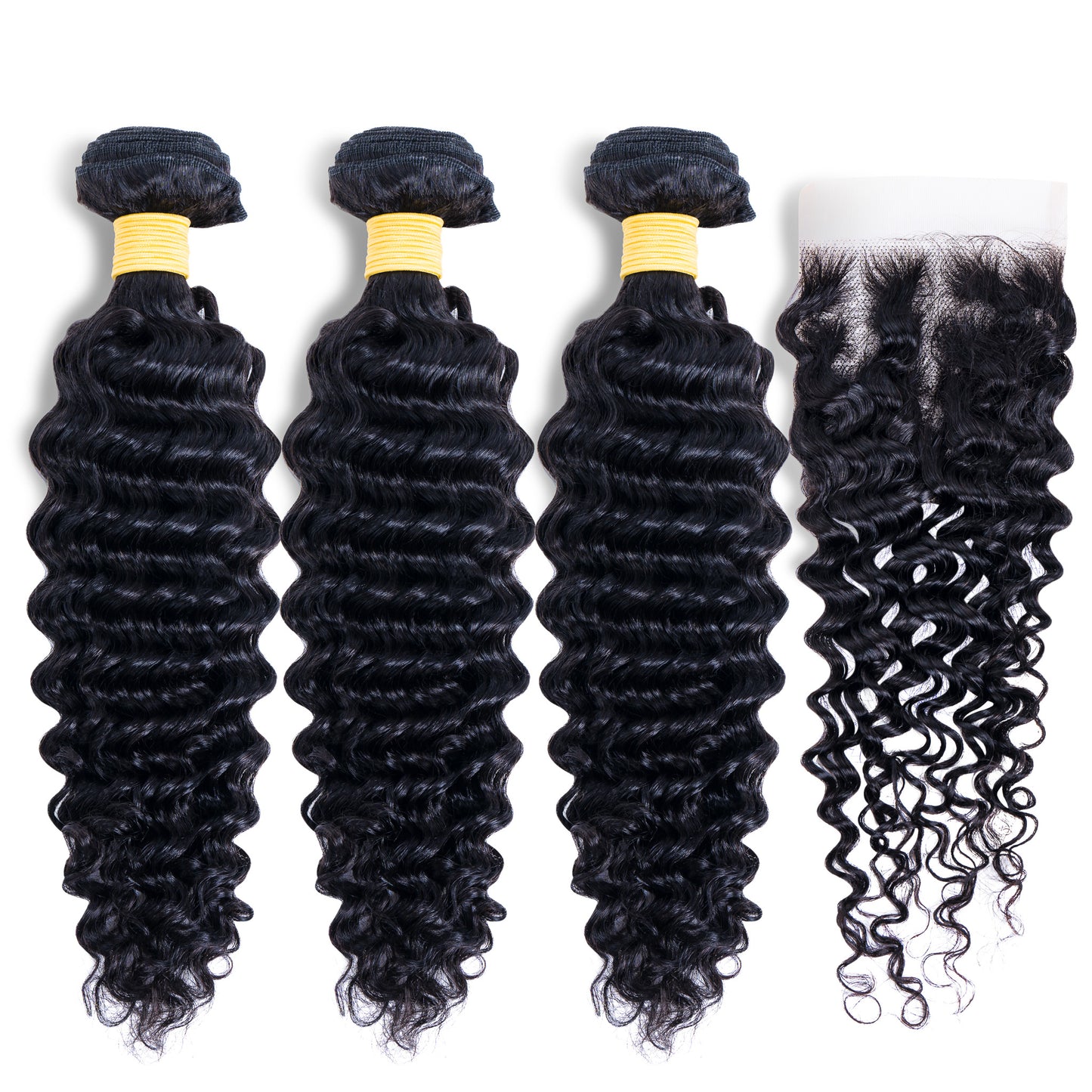 Premium Virgin Deep Wave 3 Bundles With Closure