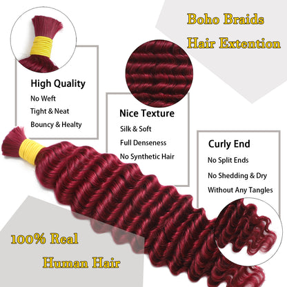 Burgundy Boho Deep Wave Braids