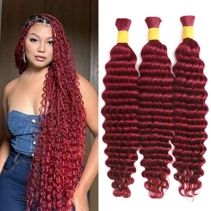 Burgundy Boho Deep Wave Braids