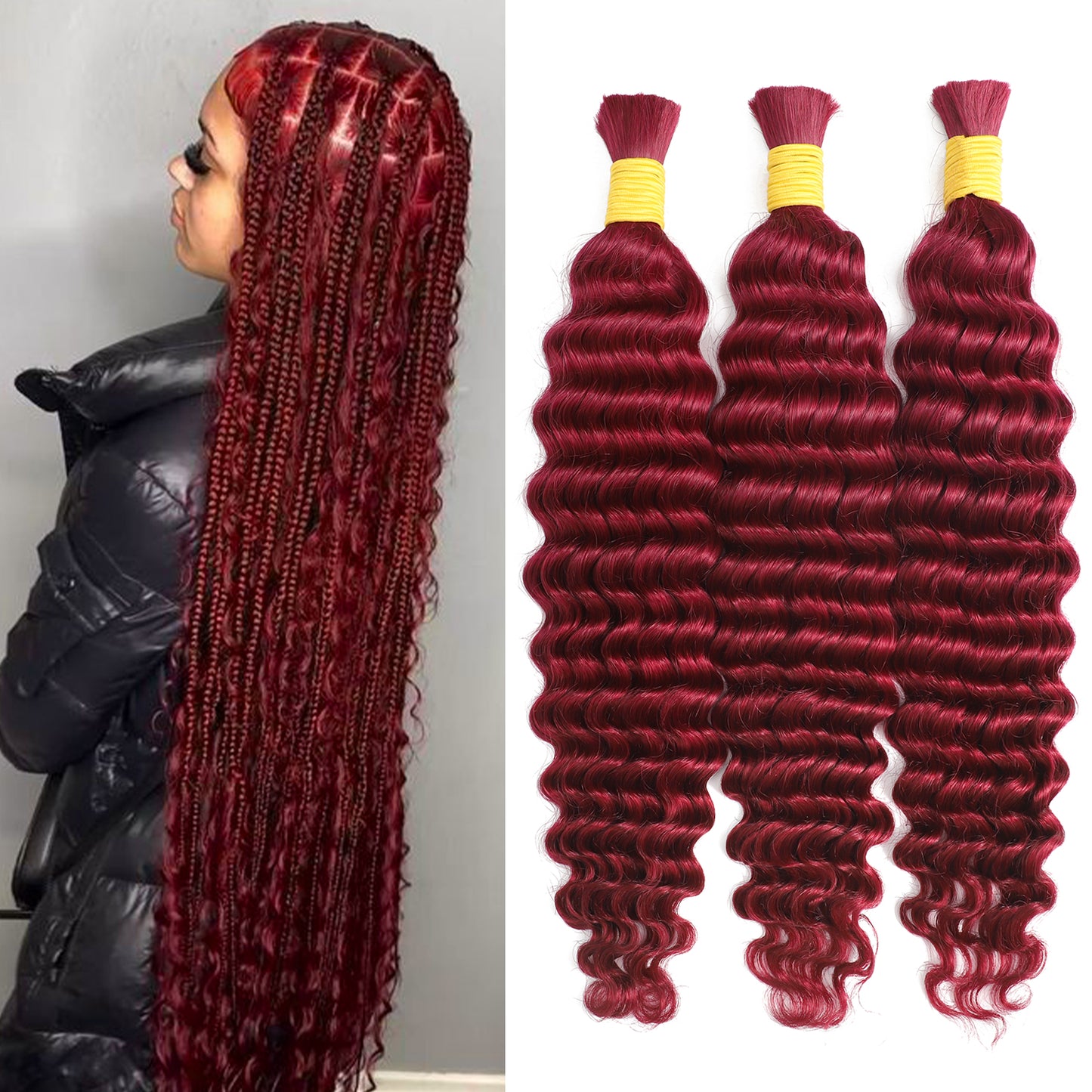 Burgundy Boho Deep Wave Braids