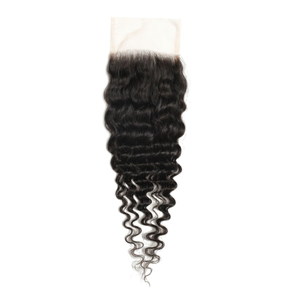 4x4 Transparent Lace Deep Wave Closure